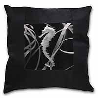 Seahorse Black Satin Feel Scatter Cushion