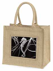Seahorse Natural/Beige Jute Large Shopping Bag