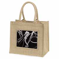 Seahorse Natural/Beige Jute Large Shopping Bag