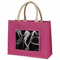 Seahorse Large Pink Jute Shopping Bag