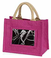 Seahorse Little Girls Small Pink Jute Shopping Bag