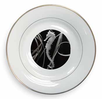 Seahorse Gold Rim Plate Printed Full Colour in Gift Box