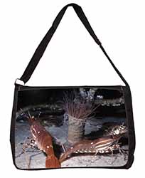 Sea Shrimp Large Black Laptop Shoulder Bag School/College