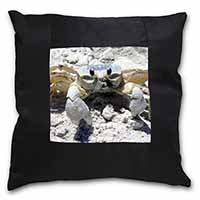 Crab on Sand Black Border Satin Feel Cushion Cover With Pillow Insert