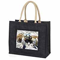 Crab on Sand Large Black Shopping Bag Christmas Present Idea      