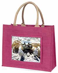 Crab on Sand Large Pink Shopping Bag Christmas Present Idea