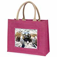 Crab on Sand Large Pink Shopping Bag Christmas Present Idea