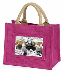 Crab on Sand Little Girls Small Pink Shopping Bag Christmas Gift