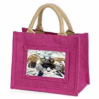 Crab on Sand Little Girls Small Pink Shopping Bag Christmas Gift