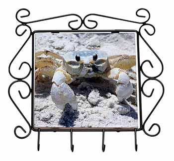 Crab on Sand Wrought Iron Key Holder Hooks Christmas Gift