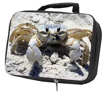 Crab on Sand Black Insulated School Lunch Box Bag