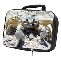 Crab on Sand Black Insulated School Lunch Box Bag