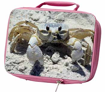 Crab on Sand Insulated Pink School Lunch Box Bag