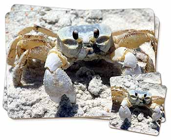 Crab on Sand Twin 2x Placemats+2x Coasters Set in Gift Box