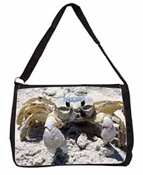Crab on Sand Large Black Laptop Shoulder Bag School/College