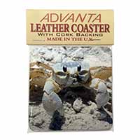 Crab on Sand Single Leather Photo Coaster Animal Breed Gift