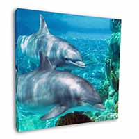 Dolphins Square Canvas 12"x12" Wall Art Picture Print