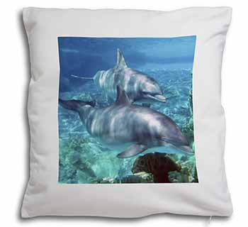 Dolphins Soft White Velvet Feel Scatter Cushion