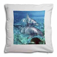 Dolphins Soft White Velvet Feel Scatter Cushion