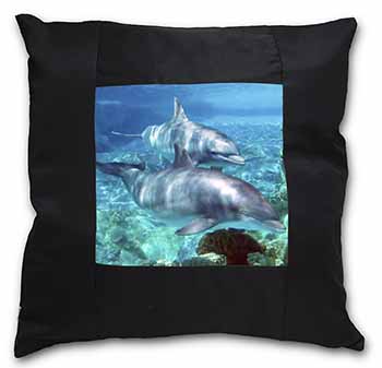 Dolphins Black Satin Feel Scatter Cushion