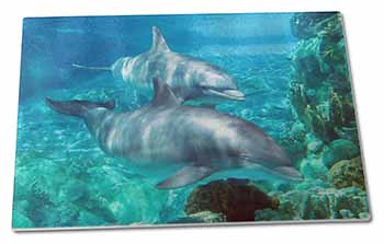 Large Glass Cutting Chopping Board Dolphins