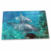 Large Glass Cutting Chopping Board Dolphins