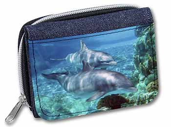 Dolphins Unisex Denim Purse Wallet