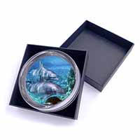 Dolphins Glass Paperweight in Gift Box