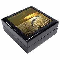 Gold Sea Sunset Dolphins Keepsake/Jewellery Box