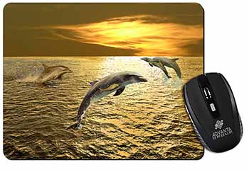 Gold Sea Sunset Dolphins Computer Mouse Mat