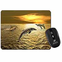 Gold Sea Sunset Dolphins Computer Mouse Mat