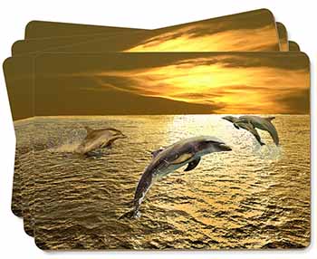 Gold Sea Sunset Dolphins Picture Placemats in Gift Box