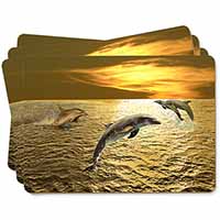 Gold Sea Sunset Dolphins Picture Placemats in Gift Box