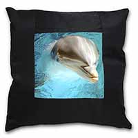 Dolphin Close-Up Black Satin Feel Scatter Cushion
