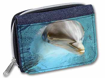 Dolphin Close-Up Unisex Denim Purse Wallet