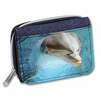 Dolphin Close-Up Unisex Denim Purse Wallet
