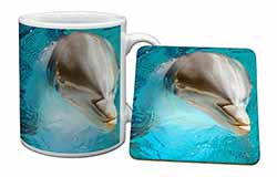 Dolphin Close-Up Mug and Coaster Set