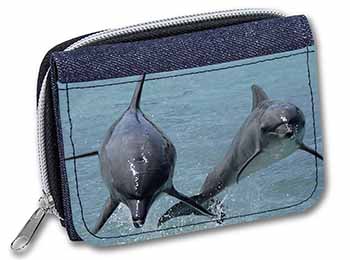 Jumping Dolphins Unisex Denim Purse Wallet