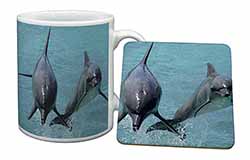 Jumping Dolphins Mug and Coaster Set