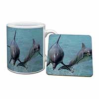 Jumping Dolphins Mug and Coaster Set