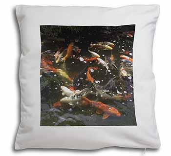Swimming Koi Fish Soft White Velvet Feel Scatter Cushion