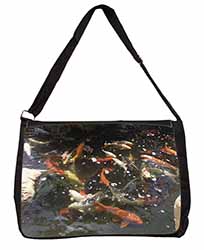 Swimming Koi Fish Large Black Laptop Shoulder Bag School/College
