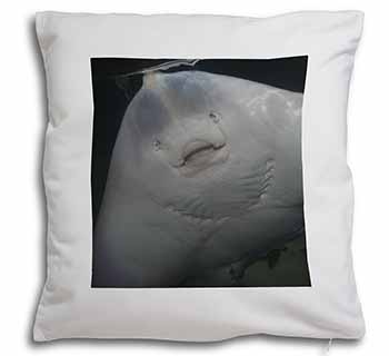 The Face of a Cute Stingray Soft White Velvet Feel Scatter Cushion