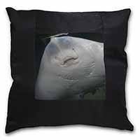 The Face of a Cute Stingray Black Satin Feel Scatter Cushion