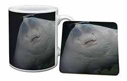 The Face of a Cute Stingray Mug and Coaster Set