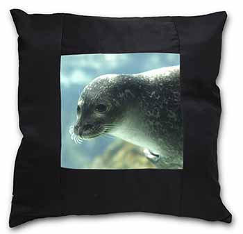 Sea Lion Black Satin Feel Scatter Cushion