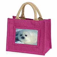 Snow White Sea Lion Little Girls Small Pink Jute Shopping Bag