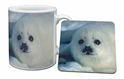 Snow White Sea Lion Mug and Coaster Set
