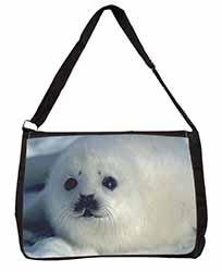 Snow White Sea Lion Large Black Laptop Shoulder Bag School/College