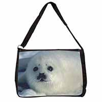 Snow White Sea Lion Large Black Laptop Shoulder Bag School/College